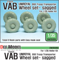French VAB Sagged Wheel set 2-Uniroyal (for Heller 1/35 6 wheel included) - Image 1