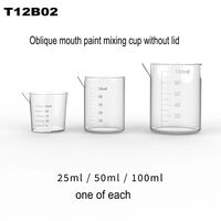 Oblique Mouth Paint Mixing Cup without Cover - 3 pcs（25ml / 50ml / 100ml）