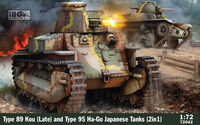 Type 89 Kou (Late) and Type 95 Ha-Go Japanese Tanks (2in1) with Bonus - Small Japanese Handcart