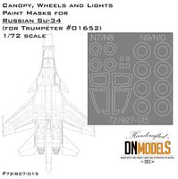 Su-34 Fullback Canopy, Wheels And Lights Paint Masks (For Trumpeter) - Image 1
