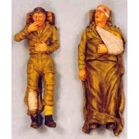 Two Wounded Soldiers Lying on Stretchers - Image 1