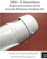 Douglas SBD-5 Dauntless engine & exhaust set 3D-Printed (designed to be used with Academy and Accurate Miniatures kits)