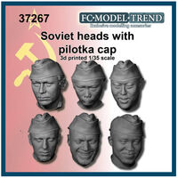 Soviet WWII Soldier Heads with Pilotka (3D-printed)