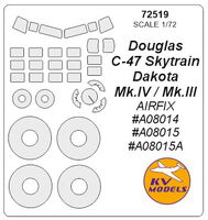 Douglas C-47 Skytrain / Dakota Mk.IV / Mk.III (AIRFIX) + wheels masks - Image 1