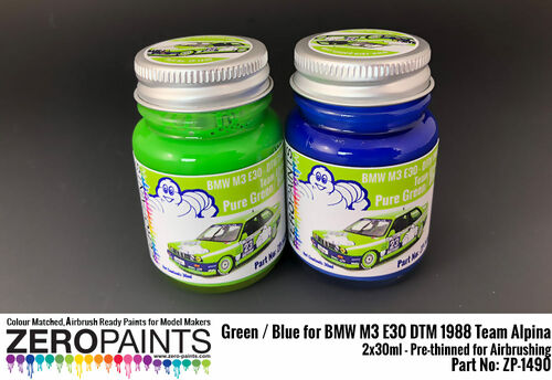 1490 - BMW M3 E30 - DTM 1988 Team Alpina - Green/Blue Paint Set - Image 1