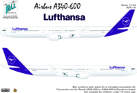 Airbus A340-600 Conv. for Rev. Lufthansa 2018 Scheme Decals - Image 1