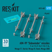 AIM-9P Sidewinder Missiles (4pcs) (F-4, F-5, F-16, F-15, F-14, Mirage F.1, Harrier, Mirage III, Hawk, Mirage 2000) (3D Printed) - Image 1