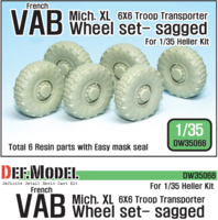 French VAB Sagged Wheel set 1-Mich. XL (for Heller 1/35 6 wheel included)